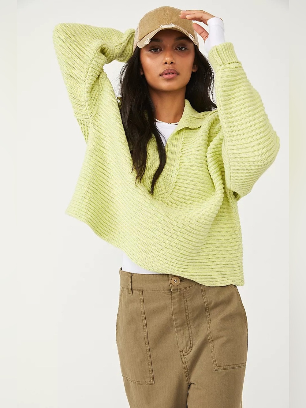 Free People Marlie Pullover Sweater — Acid Lime